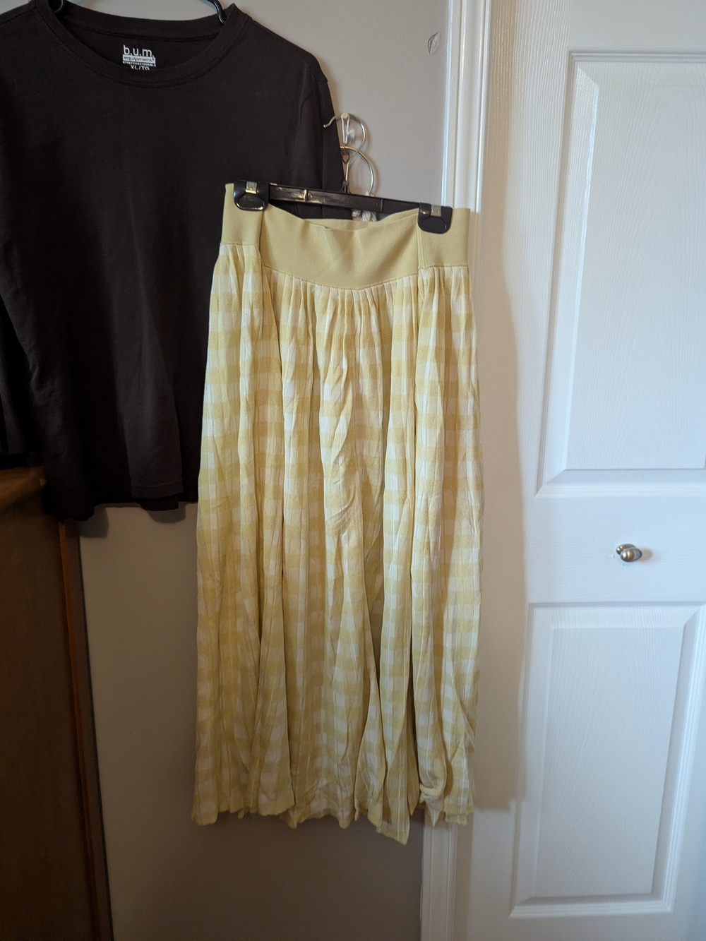 Everlane Yellow Gingham Pleated Maxi Skirt